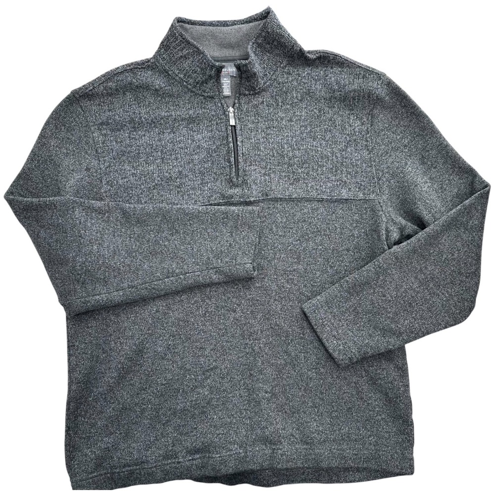 Van Heusen FLEX Knit Sweater 1/4 Zip Pullover Mock Neck Charcoal Gray Men's 2XL